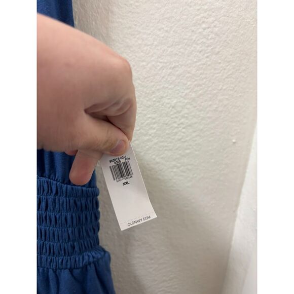 Old Navy Romper Women's Size XXL Blue NWT Wide Leg Jersey Travel V Neck Tie Back - Picture 4 of 7